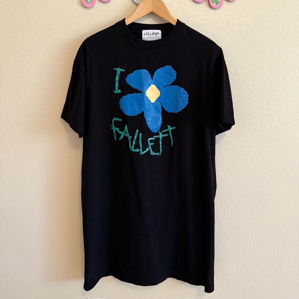 Lollipop I Fallett Black Dress with Blue Flower Design Size 2